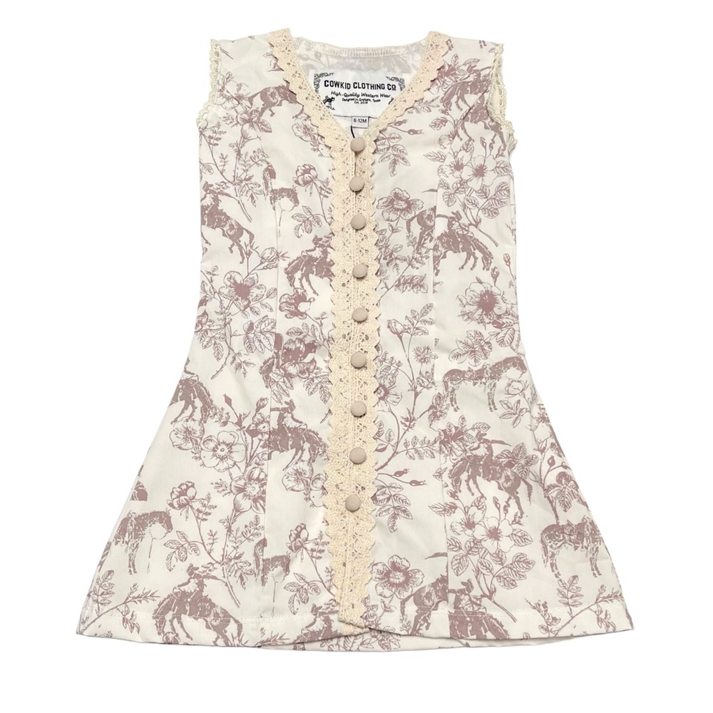 (NWT) BEAUTIFUL Cowkid Western Day Dream Dress - Cream & Brown | Baby 6-12 MTH
